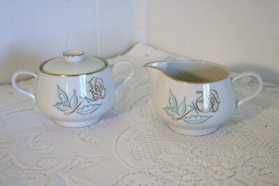 EASTERLING SPENCERIAN ROSE BAVARIA GERMANY Flower Creamer & Sugar Bowl with Lid