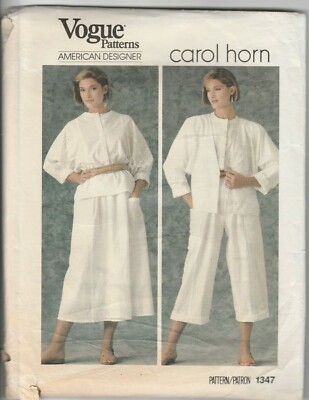80 s Vintage Vogue Schnittmuster 1347 Carol Horn Jacke Bluse Rock Hose 8 UC