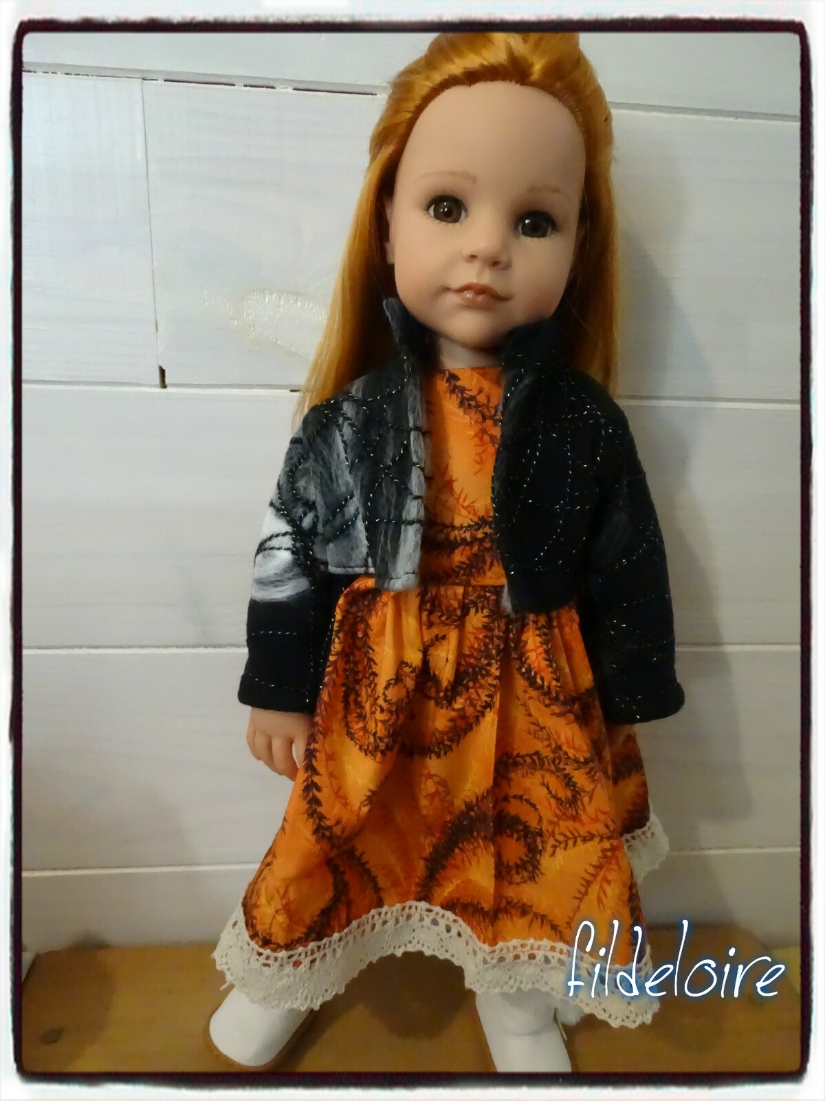 Vêtement poupée Götz Hannah 50 cm : robe en coton rose fait main