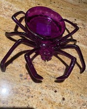 2 Halloween Spider Candy Bowl Table Top Decoration Purple/Clear; 9"x9"x2.5"