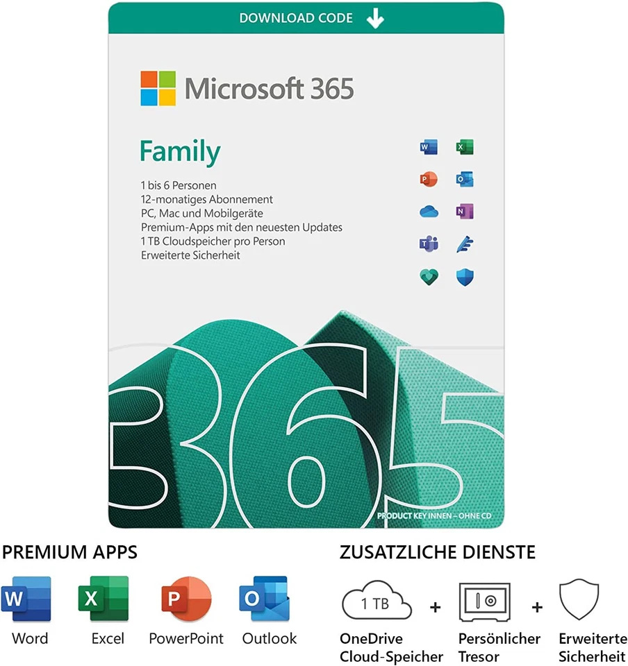 Microsoft 365 Family (+ Copilot KI) 6 Benutzer 1 Jahr Download ESD-Key per eMail - Bild 2 von 4