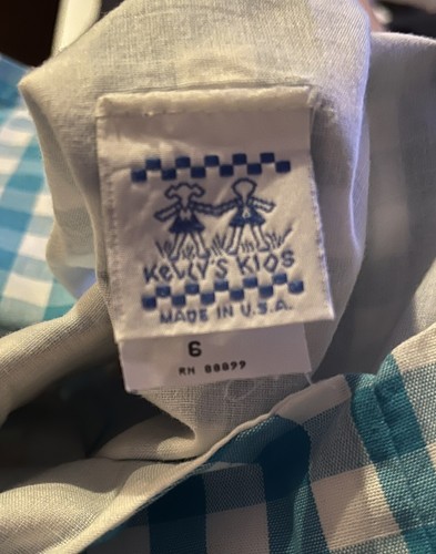 Kelly’s Kids Girls 6 Gingham Romper White - Blue Turquoise Carrots & Seeds - Picture 8 of 8