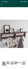 VERTORGAN Coat Hooks, Wood Rack Wall-mounted, 31.5 in Entryway Shelf with hooks