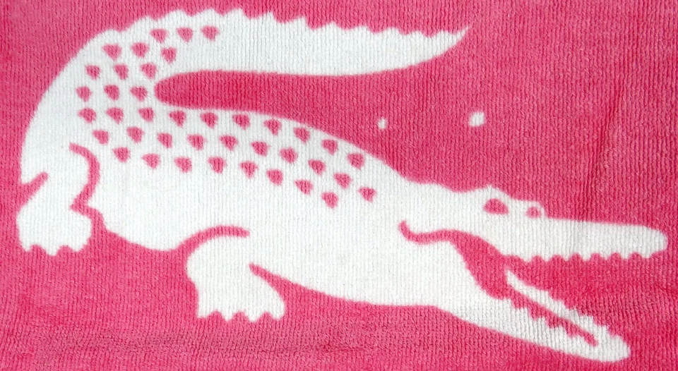 LaCoste Beach Bath Towel Pink Crocodile Alligator Splatter Clean Minty 36x67 in - Image 4 of 4