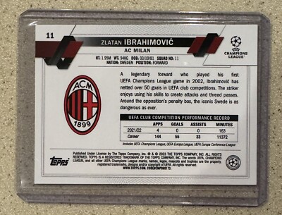 ZLATAN IBRAHIMOVIC 2022-23 Topps Chrome UEFA Purple & Gold Seismic