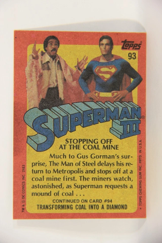 Superman 3 Topps 1983 Trading Card #93 Stopping Off At The Coal Mine ENG L019158 - Image 2 of 2