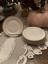 7 Homer Laughlin Georgian Eggshell Bread & Butter Plates  cream with gold trim