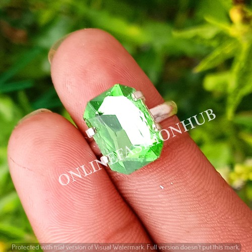 Peridot Faceted Topaz Glass 925 Sterling Silver Plated Prong Lot Pendants & Ring - Picture 3 of 3