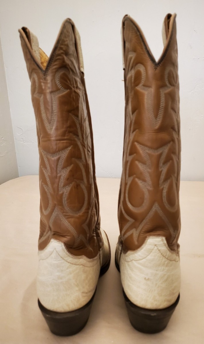 Vintage Tony Lama 7506 Antelope Leather Cowboy Boots Womens Brown