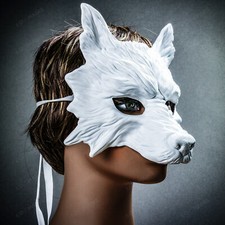 White Wild Wolf Animal Cosplay Halloween Full Face Masquerade Mask Scary Mask