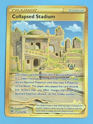 Collapsed Stadium 215/196 Lost Origin Trainer Stadium Gold Holo Pokemon  Card | eBay