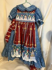 Daisy Kingdom Vintage Factory Made Pinafore Snowman Dress In Girls Size 4