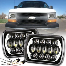 Pair 7x6" 5x7 LED Headlight For Chevy Express Cargo Van 1500 2500 3500 Truck
