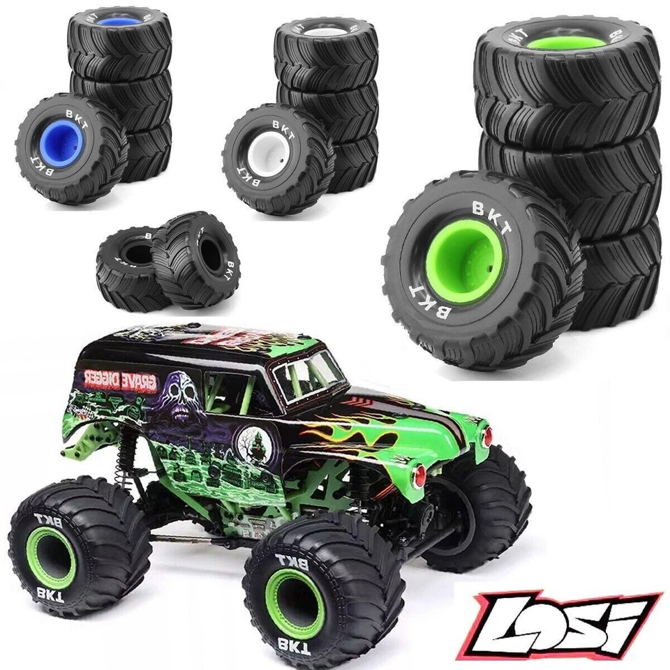 For Traxxas LOSI 1/18 MINI Monster Truck 100x52mm Rubber Tire & Rim Set 12mm Hex - Image 2 of 4