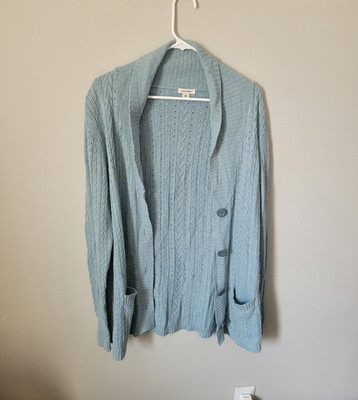 Dockers  Blue Knit Shawl Collar Button Pocket Cardigan Preppy Cozy  Sweater XL