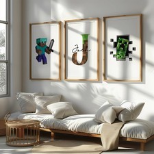 Set of 3 personalised minecraft Prints