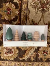 Wooden 6 Pc Green and Beige Kids’ Tree Set by Hearth & Hand With Magnolia NIB