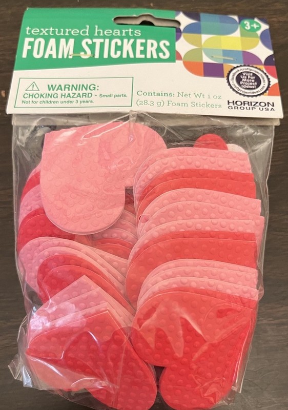 Textured Foam Craft HEARTS Self-Sticking Valentine’s Day 60+ Pieces BNIP