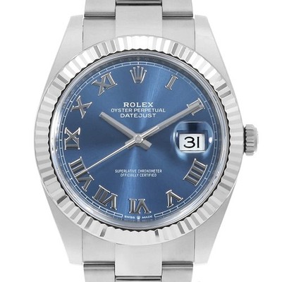 ROLEX Datejust 41 126334 blau römisches 3-reihiges Austernarmband Zufallszahl...