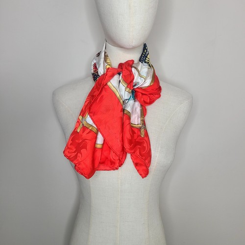 Vtg Butterfly Floral Scarf 34" 100% Silk Red Multicolor Cottagecore Ethereal , $29.99 - Photo 3