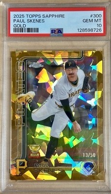 2025 Topps Chrome Sapphire Paul Skenes Gold Sapphire /50 #300 PSA 10 Pirates