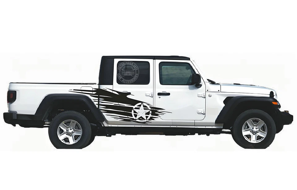 Graphics Distorted Stripe Star Sticker For Jeep Gladiator Side Door Vinyl Decals - Изображение 2 из 4