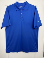 Nike Men's Golf Tour Performance Polo Solid Blue Short Sleeve Dri-Fit Large