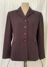Kasper A.S.L. Blazer Jacket-Brown with White Polka Dots-Classic Style-8P