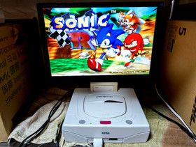 Sega Saturn White Console Power Memory Sonic Jam Sonic R Box