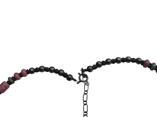 Carolyn Pollack Rhodonite & Turquoise Beaded Necklace & Pendant Sterling 17-19" - Picture 7 of 10