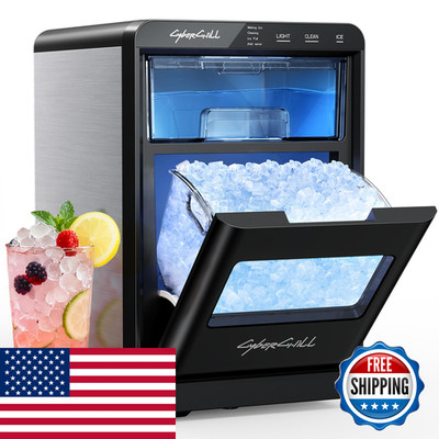 Cyberchill Nugget Ice Maker Countertop 44Lbs Per Day Pebble Sonic Ice Makers