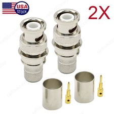 2Pcs BNC Male Crimp Adapter RF Connectors for RG8/RG8U/RG213/LMR400 Coax Wire