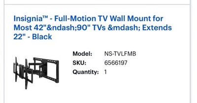 Insignia  - Full-Motion TV Wall Mount for Most 42'' 90'' TVs   Extends 22'' - Black
