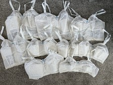 Lot 9 Vintage Pennyrich Bra White Lace Blue Rosette Rockabilly Bullet Mixed Size