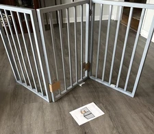 Pet Gate - 3-Panel Indoor Foldable Dog Fence for Stairs (Gray) PETMAKER