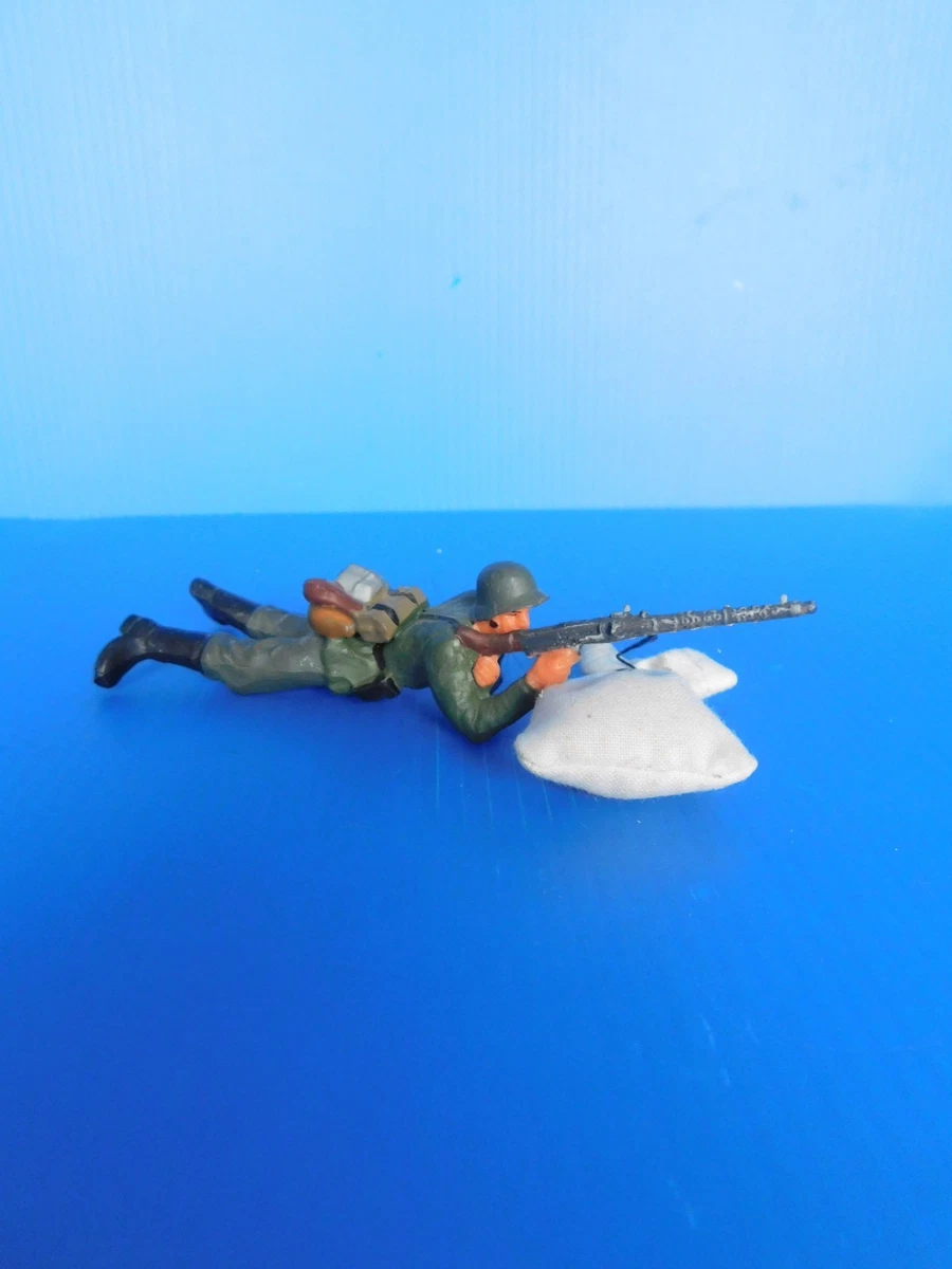 Figurine Elastolin Soldat Allemand Mitrailleur Couché - 1:32 Composition
