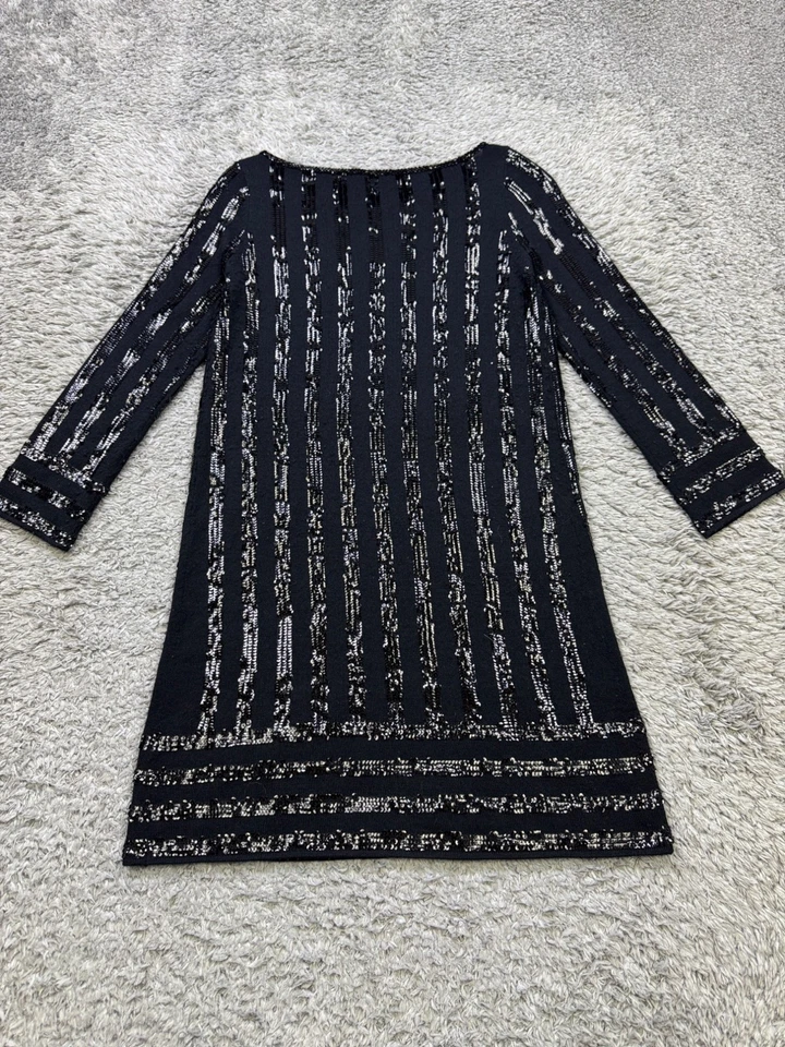 Suéter Calypso St Barth Mujer XS Mezcla de Lana Lentejuelas Rayas Vestido Caprichoso Y2K Foto 2 de 4