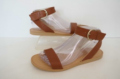 NEU W.BOX HOBBS ITALIENISCHE HELLBRAUNE LEDER/LEDER GEFÜTTERTE BERNSTEINFARBENE KNÖCHELRIEMEN-SANDALEN UK 4