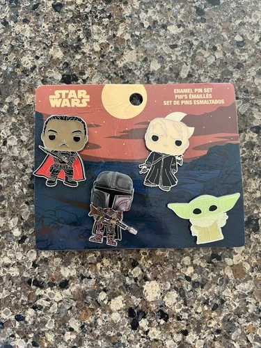 Star Wars Funko Pop! Disney+ The Mandalorian Pin Set of 4 Grogu Boba Fett Mando
