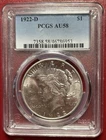 1922-D Peace Dollar. PCGS AU-58. Scratched. Details. Free Shipping