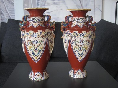 Paar alte Vasen, Keramik, wohl China oder Japan, 30cm