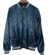 Vintage 90s Auburn Sportswear Jacket Size L Blue Satin Varsity Cougar Hockey USA
