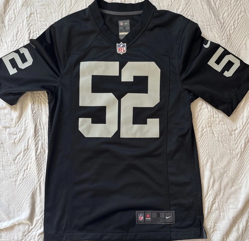 Camiseta de fútbol americano Nike Las Vegas Raiders Khalil Mack #52 NFL para hombre pequeña negra Foto 3 de 4