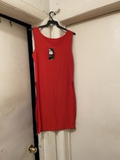 NWT Red Sleeveless Bodycon Mini Dress Size Large Stretch Side Slit Casual