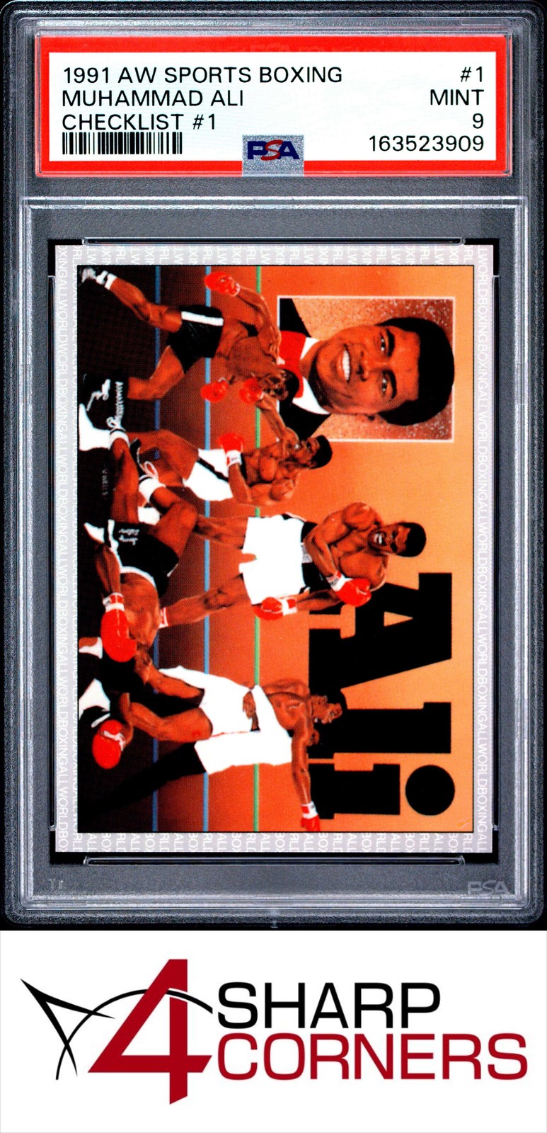 1991 AW SPORTS BOXING #1 MUHAMMAD ALI HOF CHECKLIST #1 PSA 9