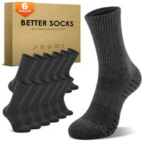 Sportsocken Herren Damen 6 Paar Laufsocken Gepolstert Komfort Schwarz Grau