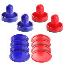 4PCS Air Hockey Pushers Ice Hockey Paddles Red Blue 60mm Handles 8 Pucks