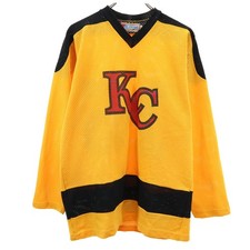ALPHA 80s 90s Old Long sleeve Mesh Uniform shirt M yellow Ice hockey Men's