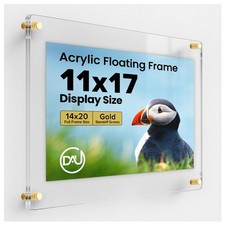 Acrylic Floating Frame Gold Standoff 11x17 Clear Wall Mount Picture Single