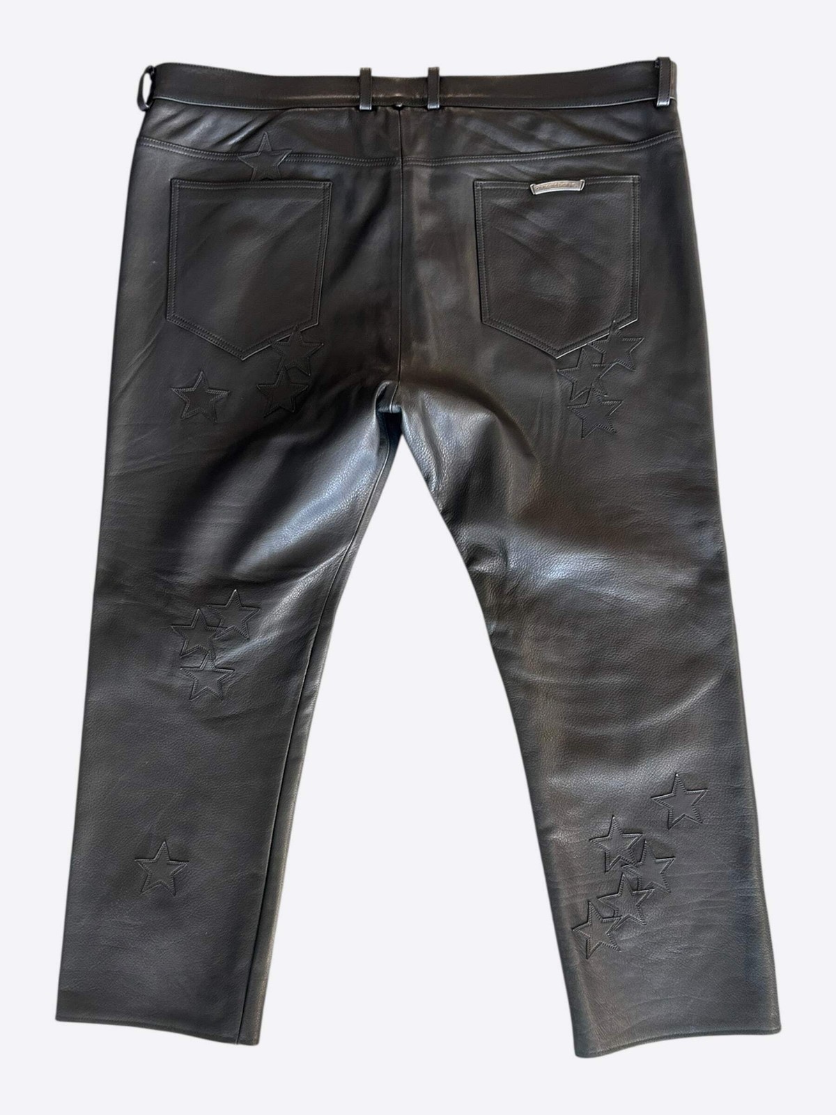 Chrome Hearts Black Star Patch Leather Pants image 2